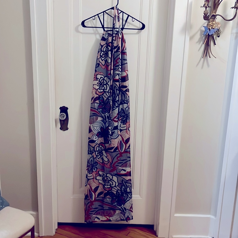 Molly Bracken blues red and cream pattern maxi